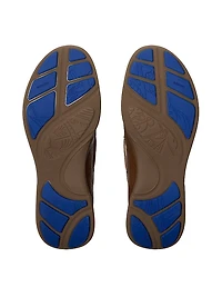 Check Collar Leather Boat Shoes