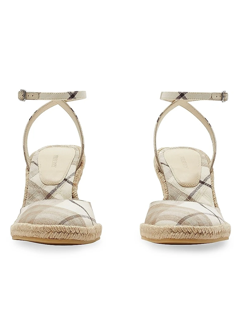 Mews Check Espadrille Wedge Sandals