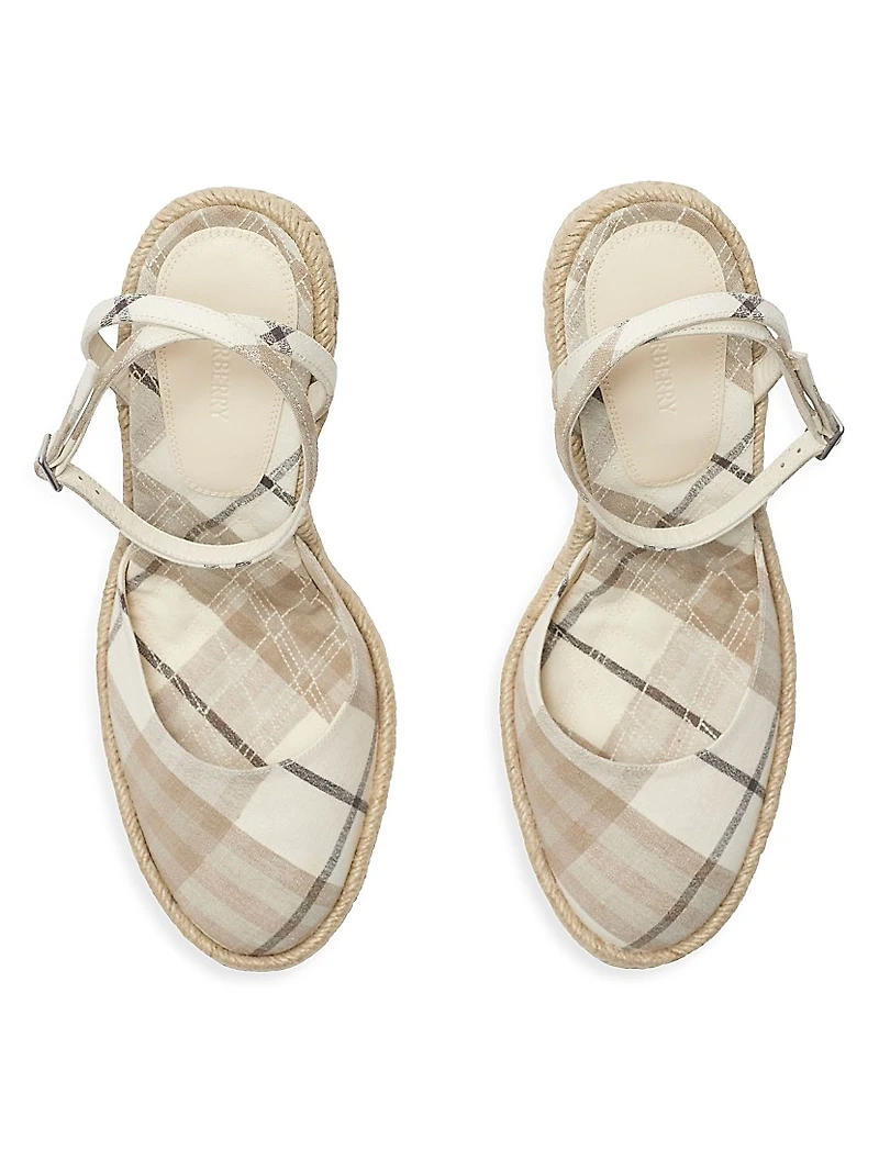 Mews Check Espadrille Wedge Sandals