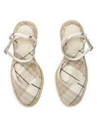 Mews Check Espadrille Wedge Sandals