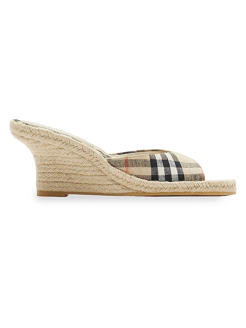 Mews 65MM Check Espadrille Wedge Sandals