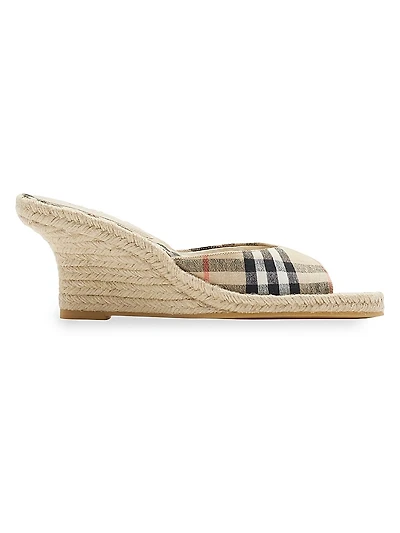 Mews 65MM Check Espadrille Wedge Sandals