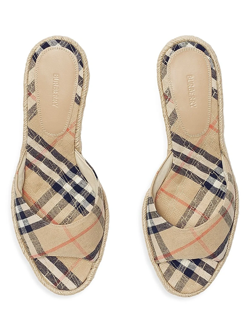 Mews 65MM Check Espadrille Wedge Sandals