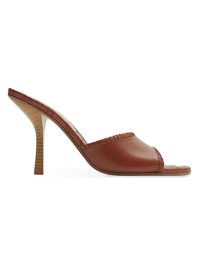 Cabana Leather 90MM Stiletto Mules