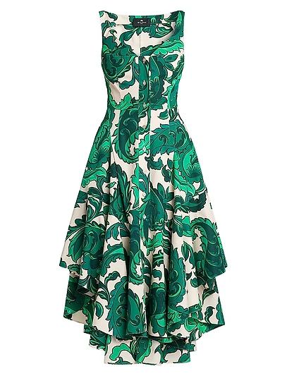 Floral Cotton Tiered Midi-Dress