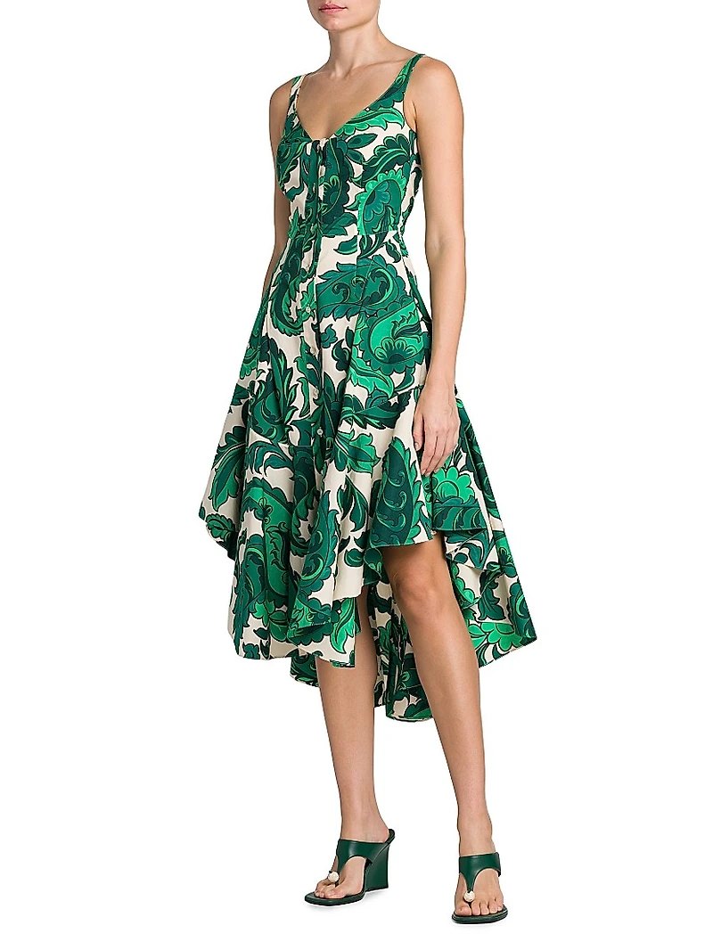 Floral Cotton Tiered Midi-Dress