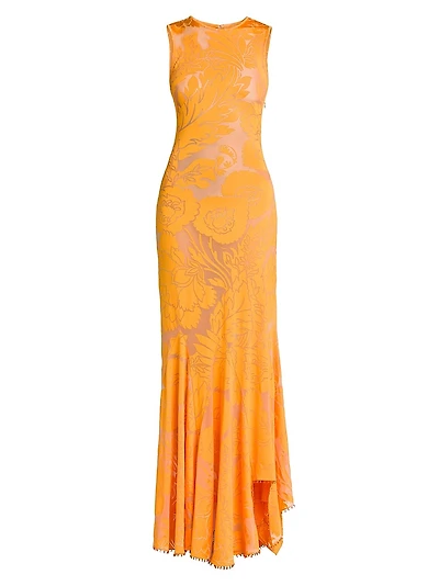 Burnout Floral Sleeveless Maxi Dress