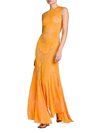 Burnout Floral Sleeveless Maxi Dress