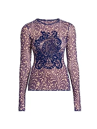 Embroidered Mesh Filigree Top