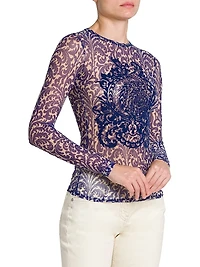 Embroidered Mesh Filigree Top