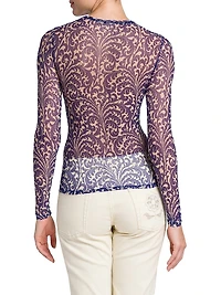 Embroidered Mesh Filigree Top