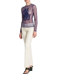 Embroidered Mesh Filigree Top