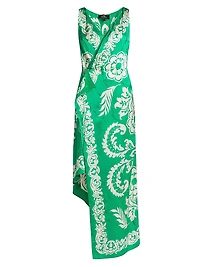 Agave Floral Wrap-Style Midi-Dress