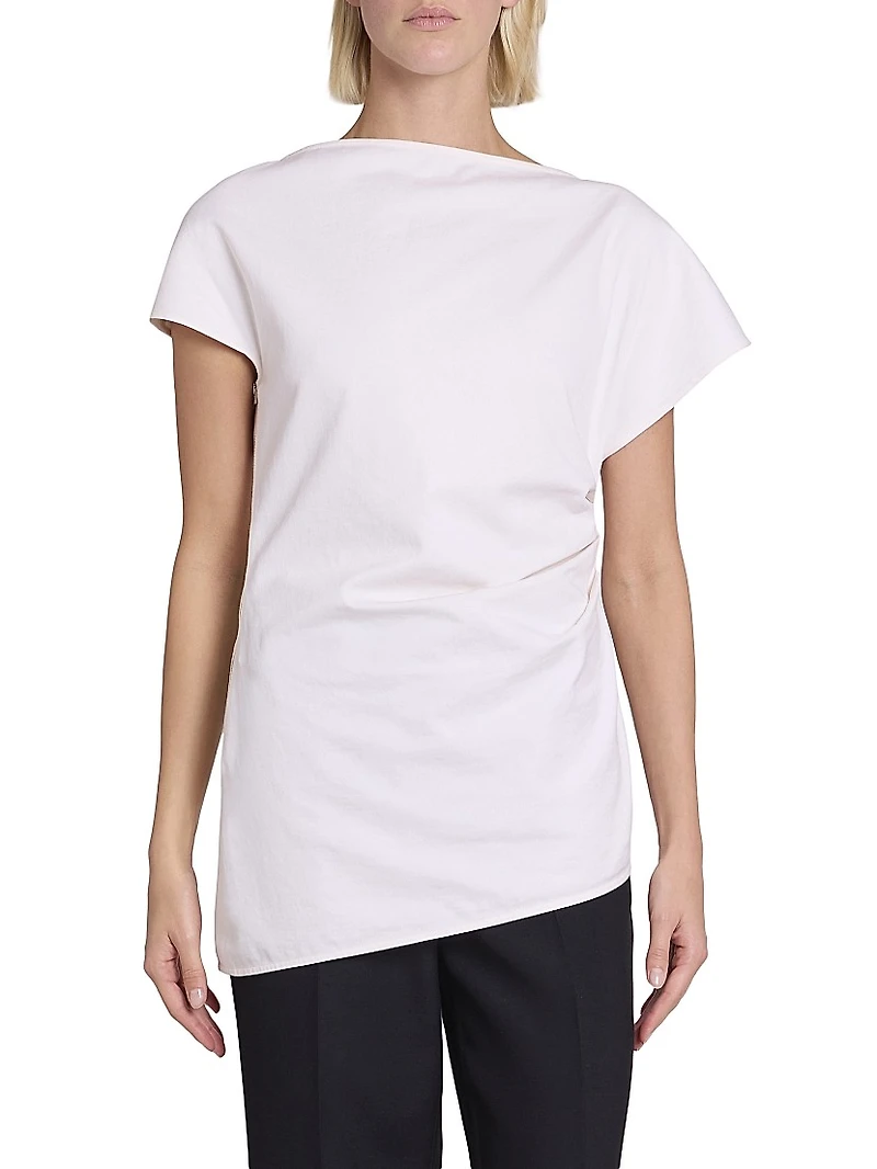 Cotton Asymmetric Draped Top