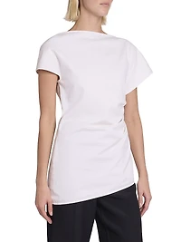 Cotton Asymmetric Draped Top