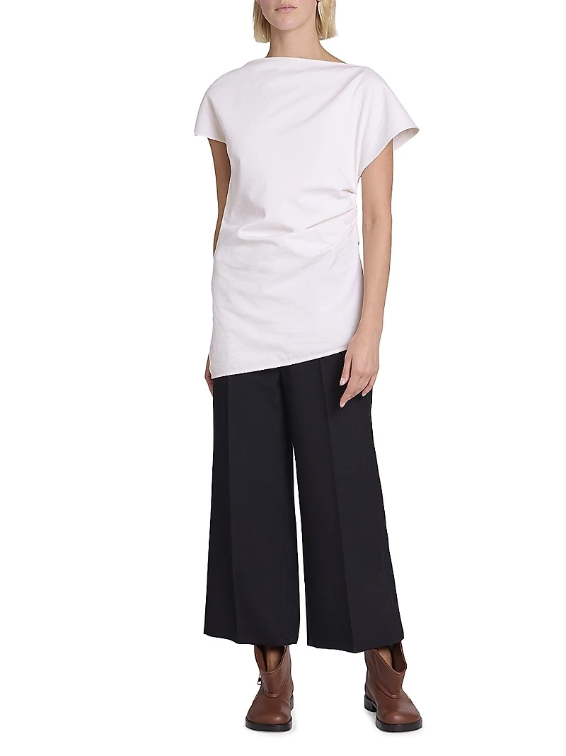 Cotton Asymmetric Draped Top