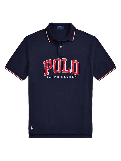 Custom-Slim-Fit Logo Mesh Polo Shirt