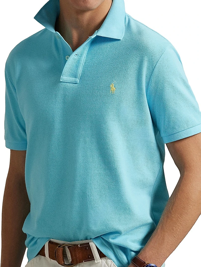 Custom-Slim-Fit Mesh Polo Shirt