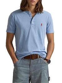 Slub Jersey Short-Sleeve Henley Shirt