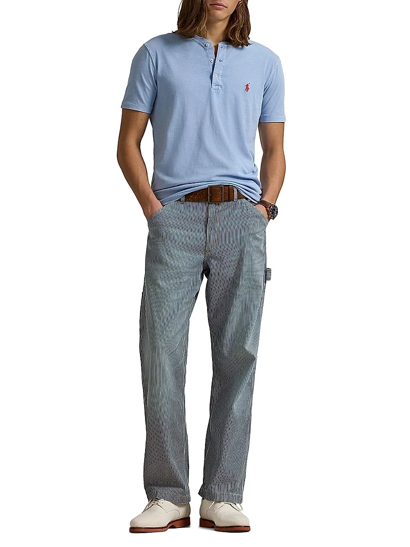 Slub Jersey Short-Sleeve Henley Shirt