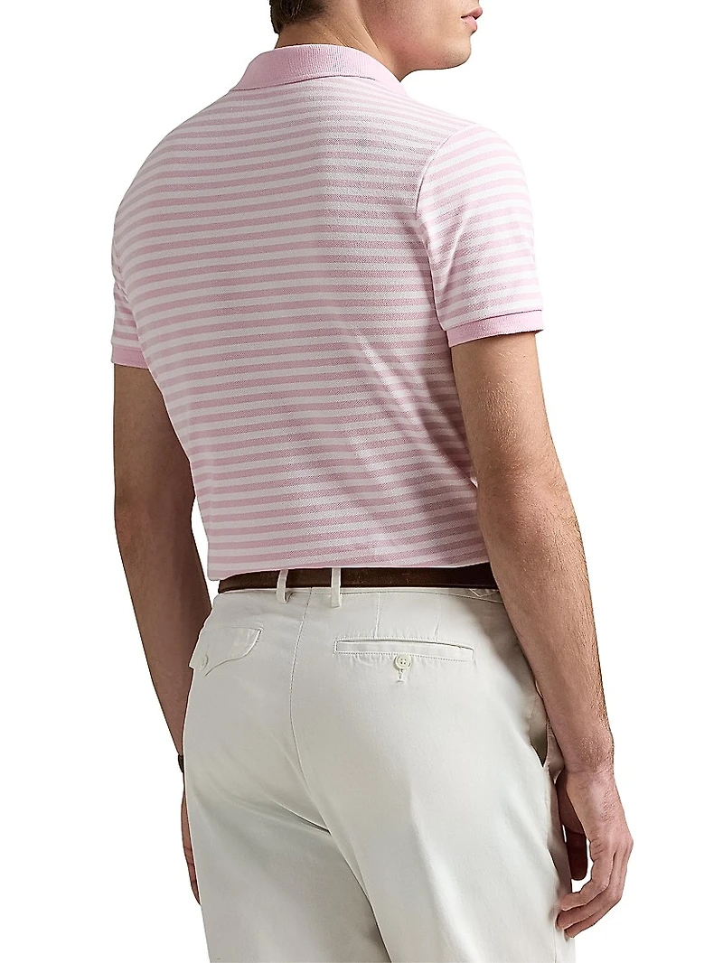 Classic-Fit Striped Mesh Polo Shirt