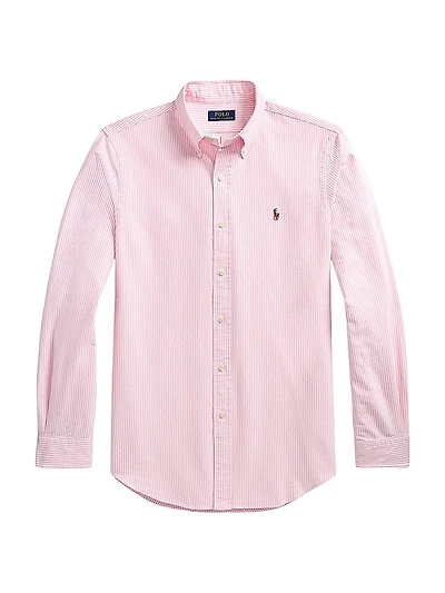 Logo-Embroidered Striped Cotton Oxford Shirt