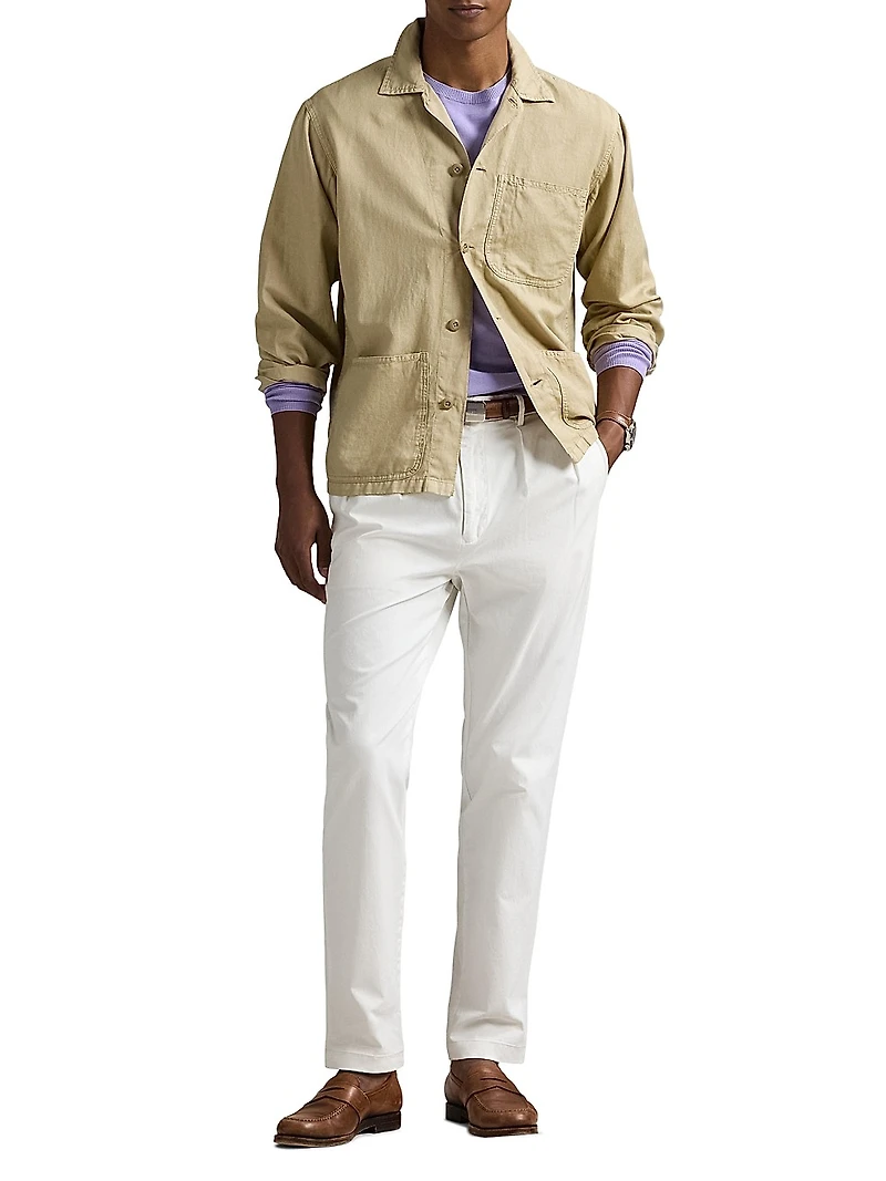 Logo-Embroidered Linen-Cotton Overshirt