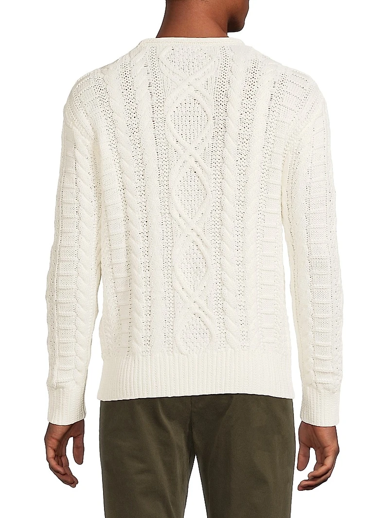 Aran-Knit Cotton Rollneck Sweater