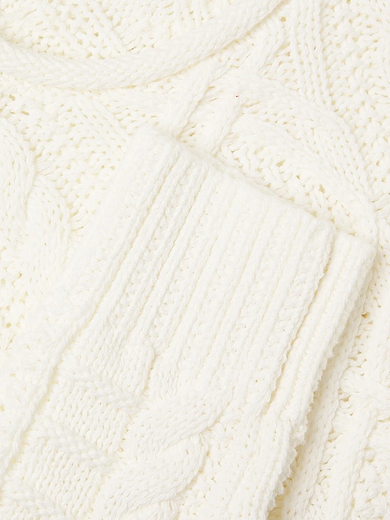 Aran-Knit Cotton Rollneck Sweater
