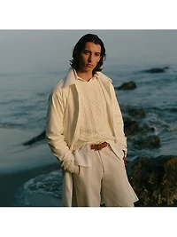 Aran-Knit Cotton Rollneck Sweater