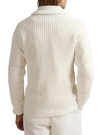 Linen-Cotton Shawl-Collar Cardigan