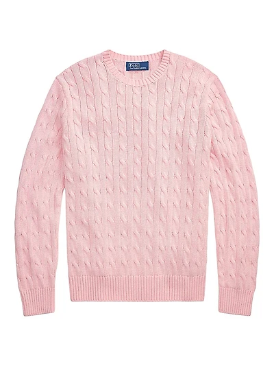 Cable-Knit Cotton Crewneck Sweater
