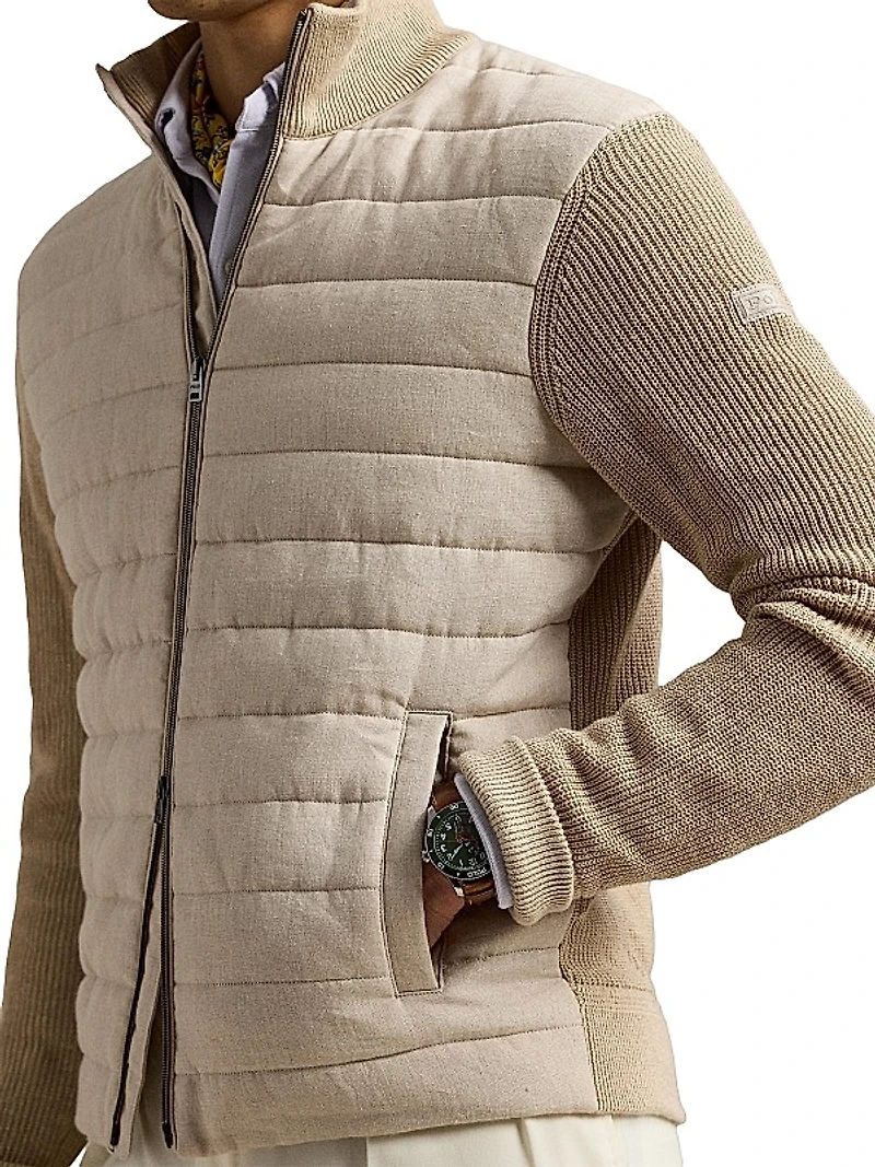 Hybrid Linen Full-Zip Sweater