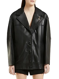 Emrata x Marella Leather Oversized Bomber Jacket
