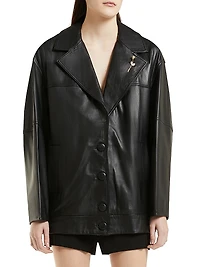 Emrata x Marella Leather Oversized Bomber Jacket