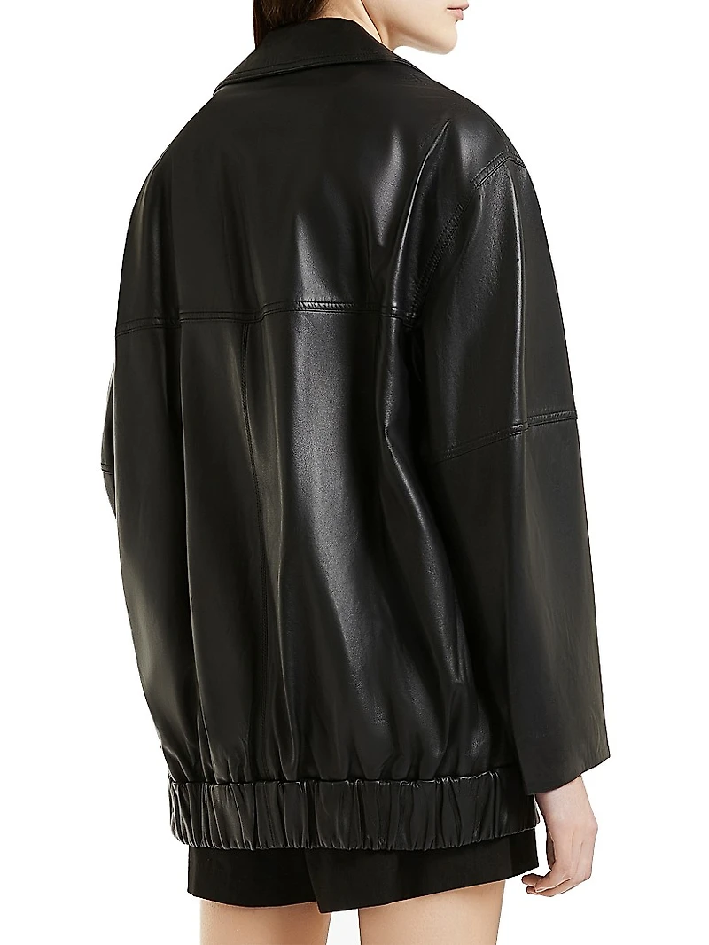 Emrata x Marella Leather Oversized Bomber Jacket