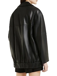 Emrata x Marella Leather Oversized Bomber Jacket