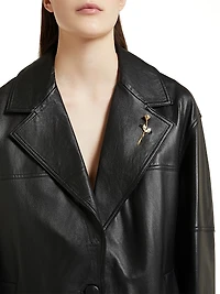 Emrata x Marella Leather Oversized Bomber Jacket