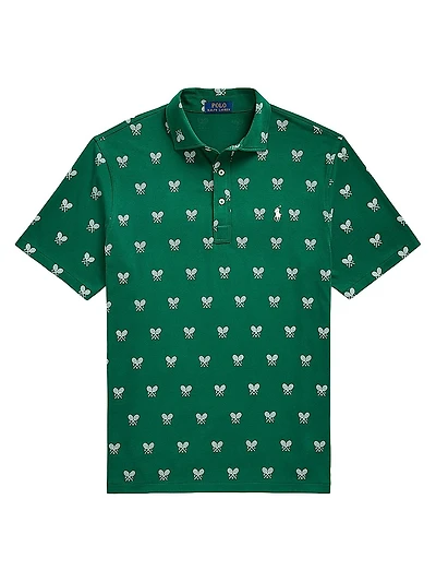 Classic-Fit Racquet-Print Polo Shirt
