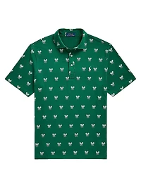 Classic-Fit Racquet-Print Polo Shirt