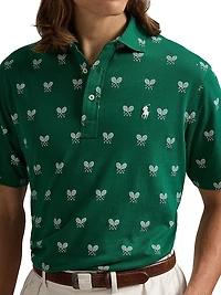 Classic-Fit Racquet-Print Polo Shirt
