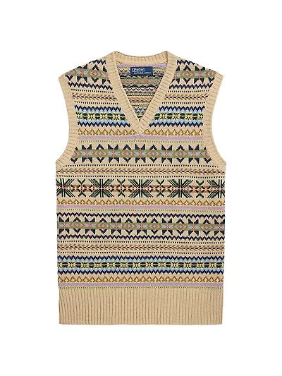 Fair Isle Cotton-Cashmere Sweater Vest