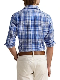 Classic-Fit Plaid Linen Shirt