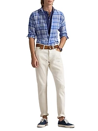 Classic-Fit Plaid Linen Shirt
