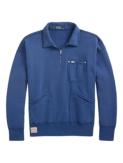 Vintage Fit Fleece Half-Zip Collared Sweatshirt