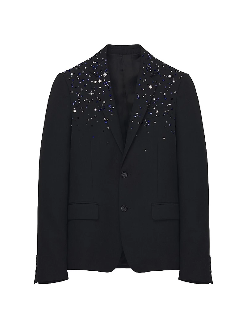Star Embroidered Wool Sportcoat