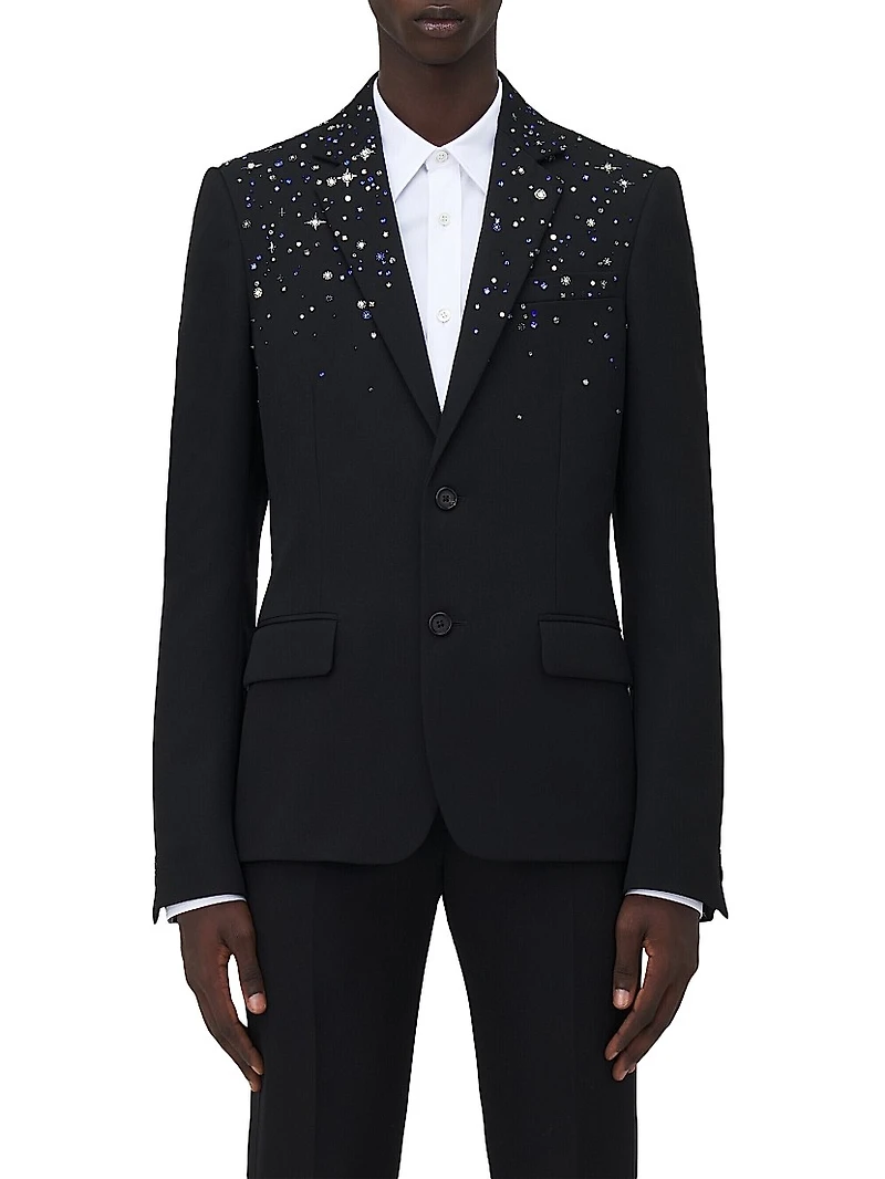 Star Embroidered Wool Sportcoat