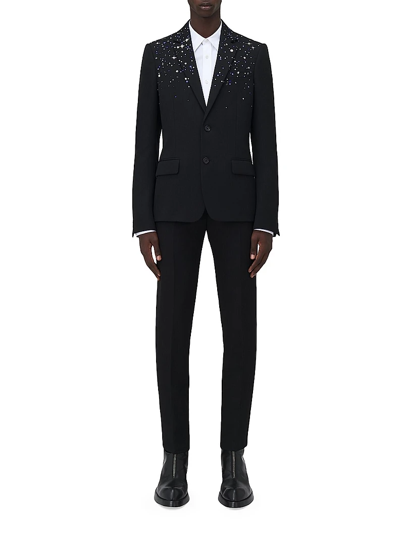 Star Embroidered Wool Sportcoat
