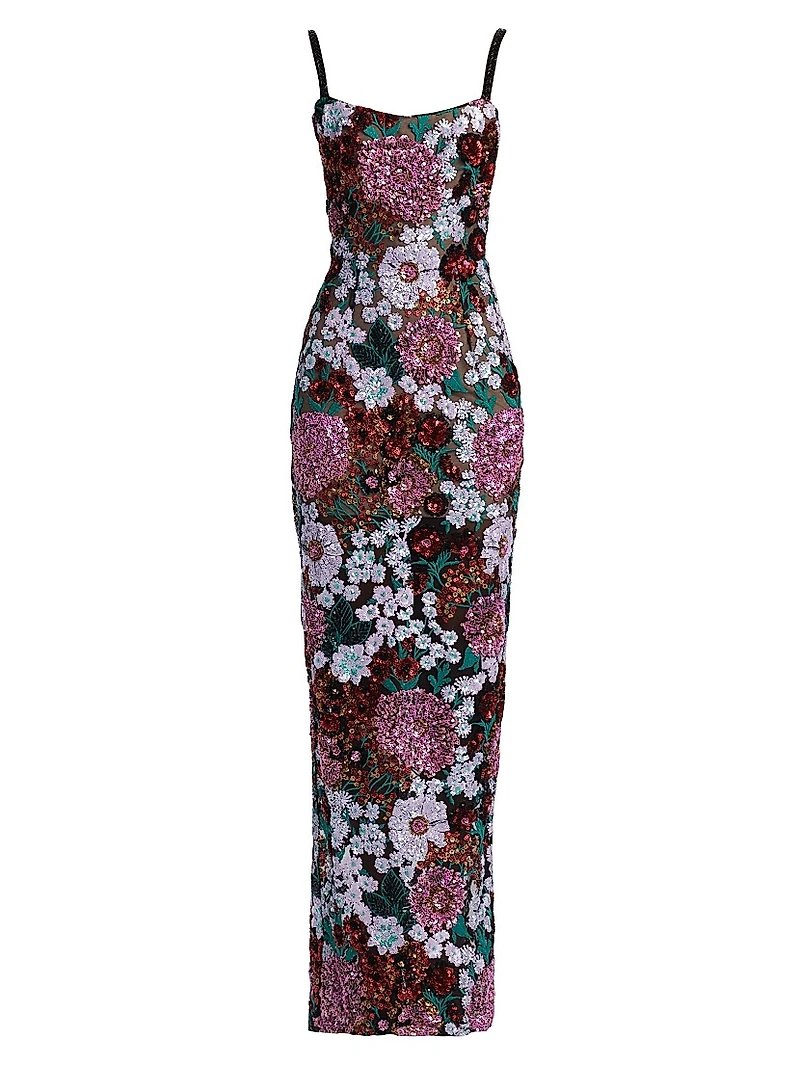 Dahlia Floral Embellished Evening Gown