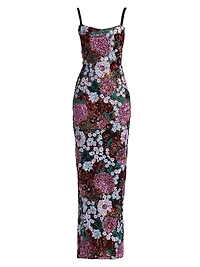 Dahlia Floral Embellished Evening Gown